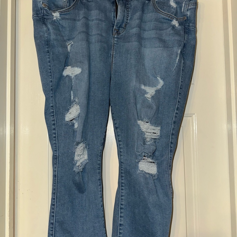 Torrid Distressed Skinny Jeans in Blue